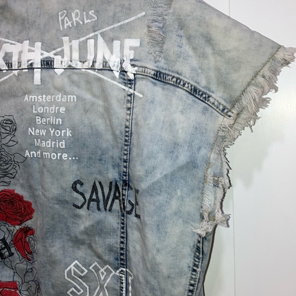Sixth June Denim Vest with Rose Embroidery - Picture 7 of 16